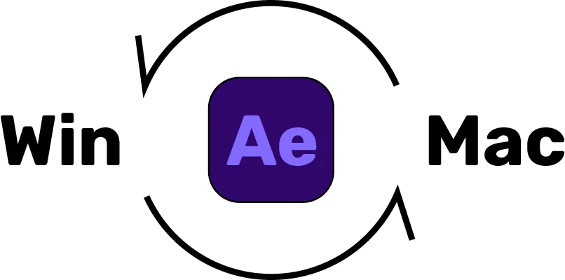 WindowsOS版AfterEffectsアプリとMacOS版AfterEffectsアプリとの間で互換性あり